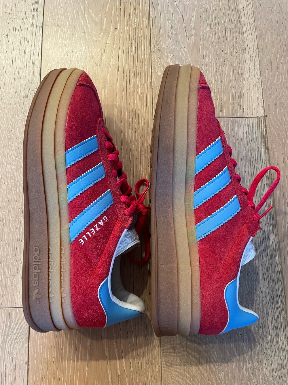 adidas Gazelle Platform Sneaker - Red with Blue Stripes - Picture 7 of 10